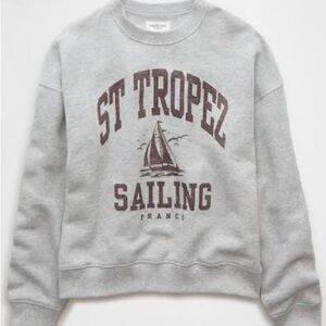 American Eagle Outfitters Grey Graphic Crewneck Sweatshirt